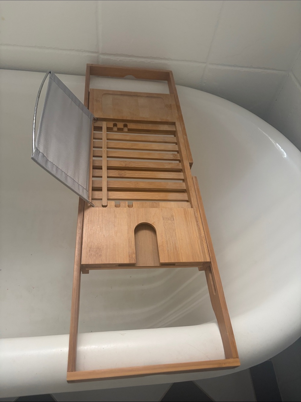 Bamboo Bathtub Caddy Tray with Book/Tablet Rest - Natural
